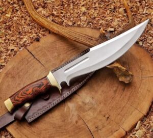 Handcrafted Hunting Knife with Wooden Handle"