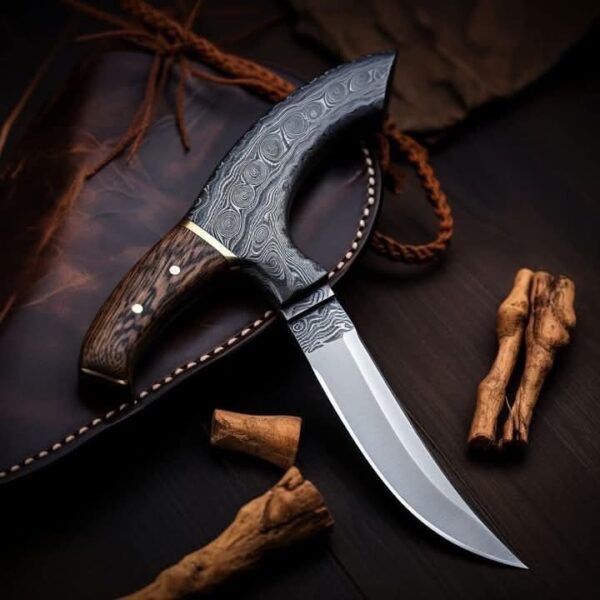 Damascus Hunting Bowie Knife