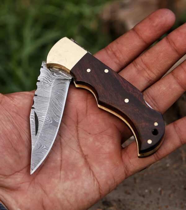 Damascus Folding Pocket Knife - Image 3