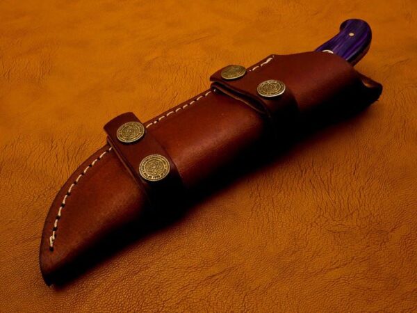 "Handmade Damascus Steel Knife with Purple Handle". - Image 5