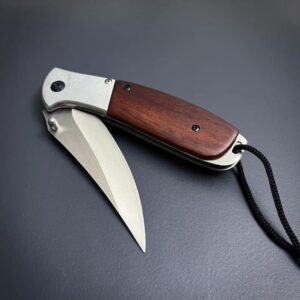 Folding Pocket Knife with Black Lanyard