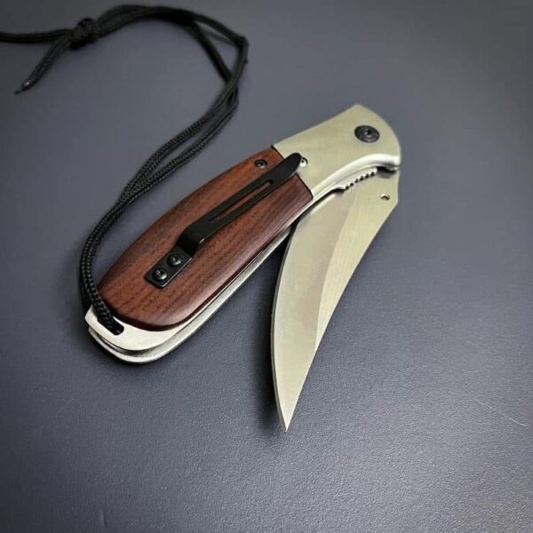 Folding Pocket Knife with Black Lanyard - Image 4