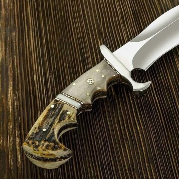 Handmade Hunting Bowie Knife with Stag Handle – 14 Inch - Image 5